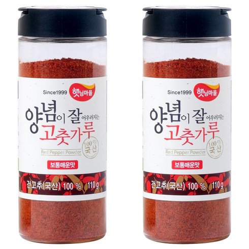 햇님마을 양념이 잘 어우러지는 국산 고춧가루 보통매운맛, 110g, 2개