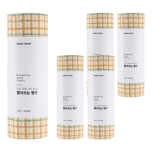 이너홈 빨아쓰는 행주 250 x 300 mm, 40개입, 5개