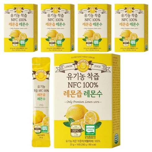 헬로바이오 유기농 착즙 NFC 100퍼센트 레몬즙, 280g, 5개
