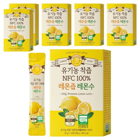 헬로바이오 유기농 착즙 NFC 100% 레몬즙 레몬수 14p, 280g, 6개