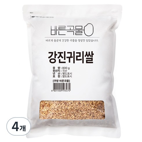 바른곡물 국산 강진 귀리쌀, 800g, 4개