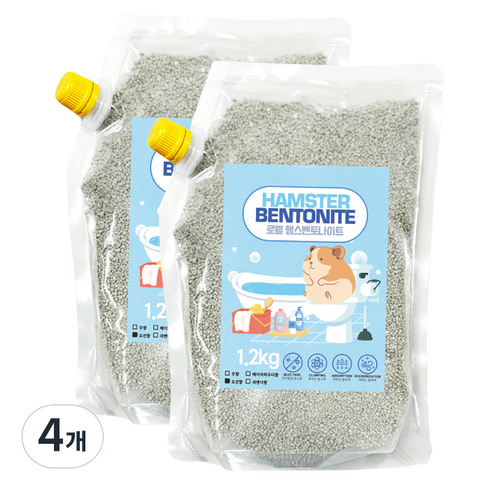 로웰 소동물 벤토나이트 모래 오션향, 1.2kg, 4개