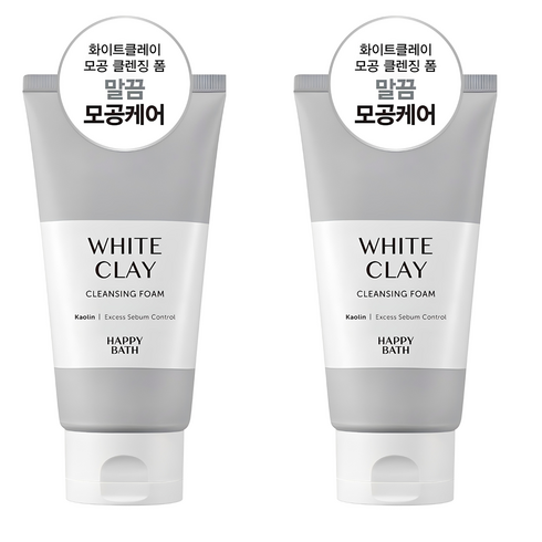 해피바스 화이트 클레이 모공 클렌징폼, 150g, 2개