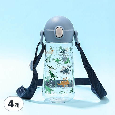 릴팡 더보틀 원터치 어깨끈 트라이탄 물통, 다이노, 470ml, 4개