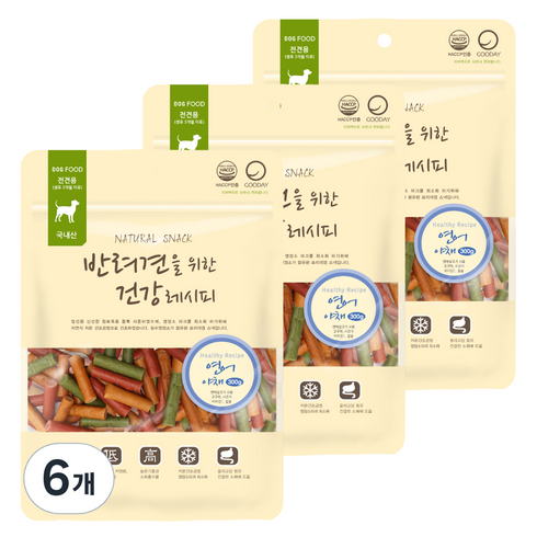 굿데이 반려견을 위한 건강레시피 져키, 혼합맛(연어/야채), 300g, 6개
