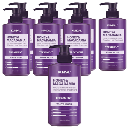 쿤달 허니 앤 마카다미아 헤어 트리트먼트 화이트머스크향, 500ml, 8개