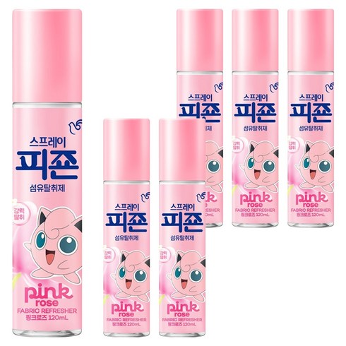 피죤 스프레이 강력 섬유탈취제 핑크로즈, 120ml, 6개