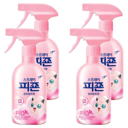 피죤 스프레이 강력 섬유탈취제 핑크로즈, 430ml, 4개