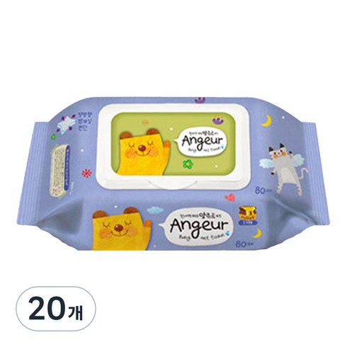 앙쥬르 45 물티슈 캡형 랜덤 발송, 45g, 80매, 20개