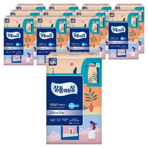 잘풀리는집 리얼실키 천연펄프 미용티슈 2겹, 250매입, 36개