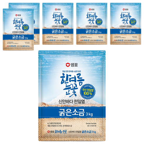 샘표 한여름눈꽃 굵은소금, 3kg, 6개