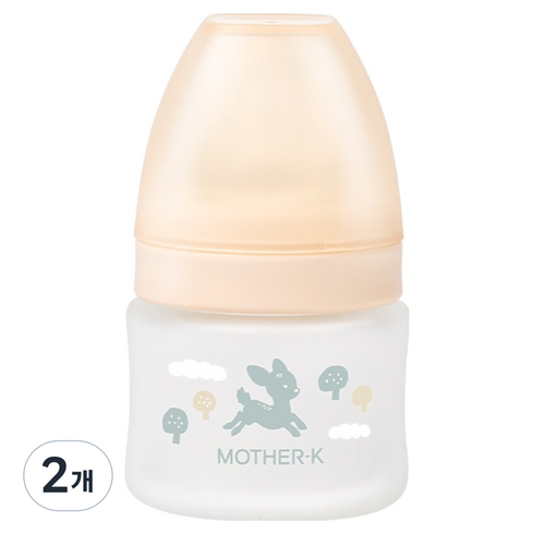 마더케이 실리콘 코팅 유리젖병, 크림, 2개, 80ml
