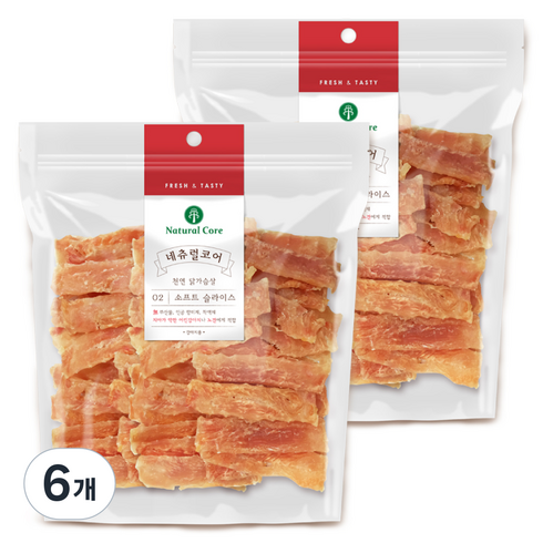 네츄럴코어 강아지 치킨 소프트 슬라이스 간식, 닭, 400g, 6개