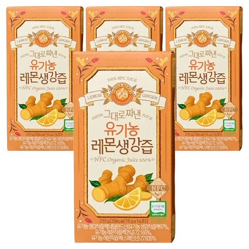 홀베리 그대로 짜낸 유기농 레몬 생강즙 14p, 210g, 4개