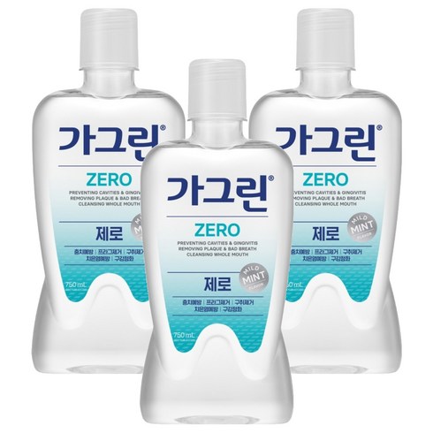 가그린 제로 구강청결제, 750ml, 3개