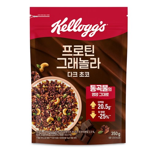 켈로그 프로틴 그래놀라 다크 초코 시리얼, 350g, 1개