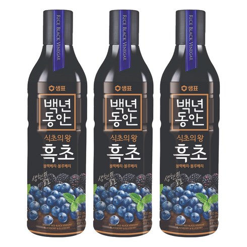 샘표 백년동안 현미발효 흑초 블랙블루베리, 900ml, 3개