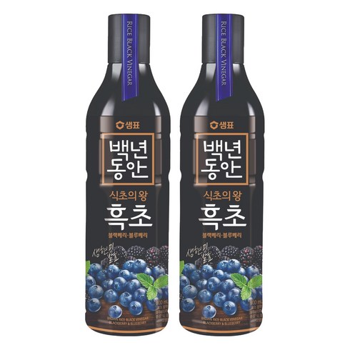 샘표 백년동안 현미발효 흑초 블랙블루베리, 900ml, 2개