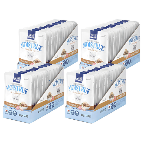 동원뉴트리플랜 고양이 모이스트루 습식 간식, 혼합맛(참치/닭고기), 80g, 48개