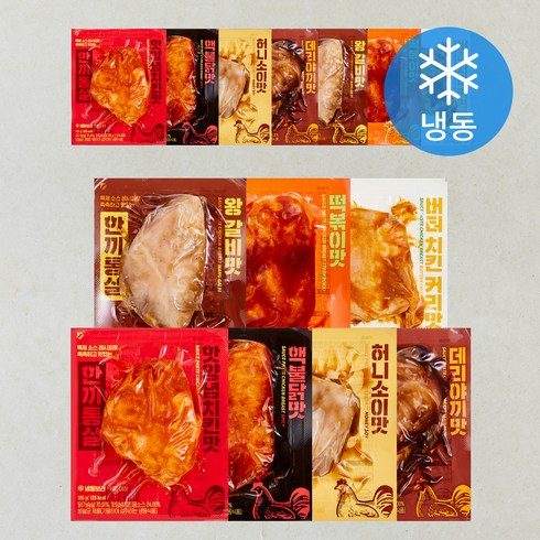 한끼통살 소스 통살 닭가슴살 7종 x 2개입 세트 1400g (냉동), 100g, 1개입, 14개