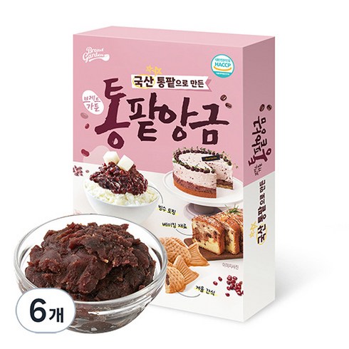 브레드가든 프리미엄 통팥 앙금, 300g, 6개