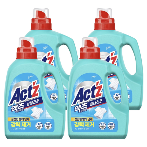 액츠 퍼펙트 실내건조 액상세제 본품, 3L, 4개