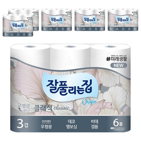잘풀리는집 뉴 오리진 클래식 화장지, 25m, 6개입, 6개