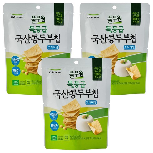 풀무원 특등급 콩 두부칩 오리지널, 40g, 3개