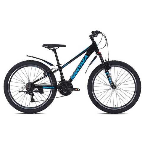산타자 크라이저2.1V 24 MTB 알루미늄 림 브레이크 13.5kg 신장 135~155cm 방문설치, 매트블랙 + 블루, 60.9cm(24인치)