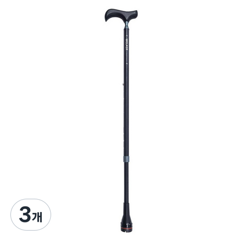 대세엠케어 서스펜션 장착 고급형 지팡이 WELKER-01(B), 검정, 3개