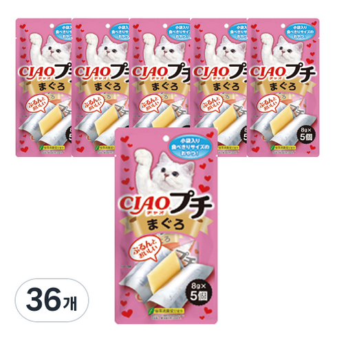 챠오츄르 고양이 쁘띠 파우치 간식 5p, 참치, 40g, 36개