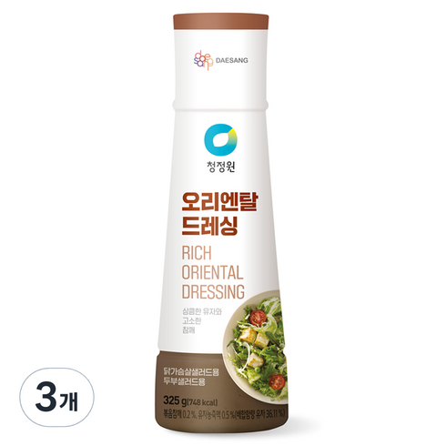 청정원 오리엔탈드레싱, 325g, 3개