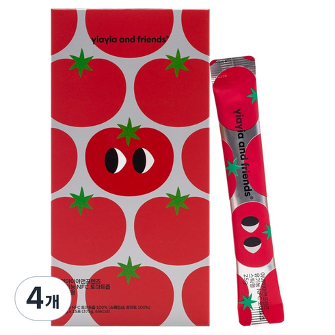 이야이야앤프렌즈 유기농 NFC 토마토즙 스틱형 15p, 375g, 4개
