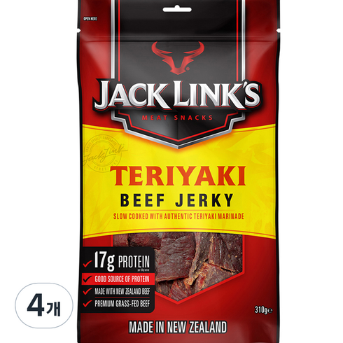 잭링크스 비프 져키 데리야키 육포, 310g, 4개