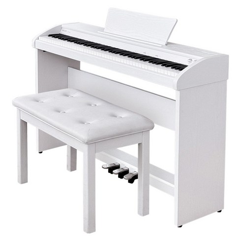 뮤디스 디지털피아노 88건반 MU-8H Plus 3페달형 + 2인용 의자 세트, 1세트, 화이트