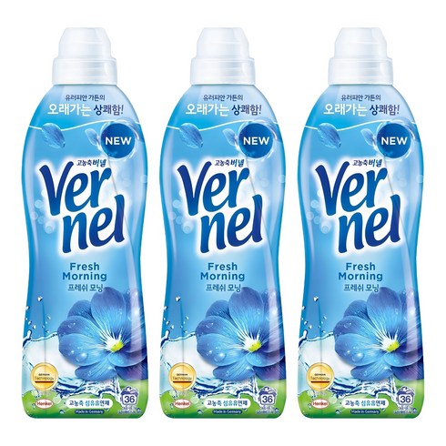 버넬 고농축 섬유유연제 프레쉬 모닝향 본품, 900ml, 3개