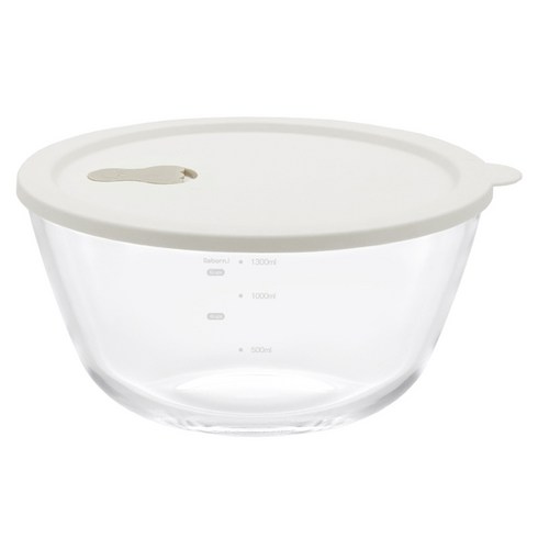 리본제이 내열유리 계량 믹싱볼 + 실리콘 스팀홀 뚜껑 세트 800ml, 믹싱볼 + 뚜껑, 1세트