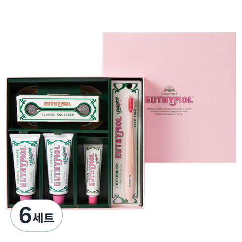 유시몰 화이트닝 티엠 치약 2종 + 칫솔 핑크 + 스퀴저 + 트레이 세트, 6세트, 106g