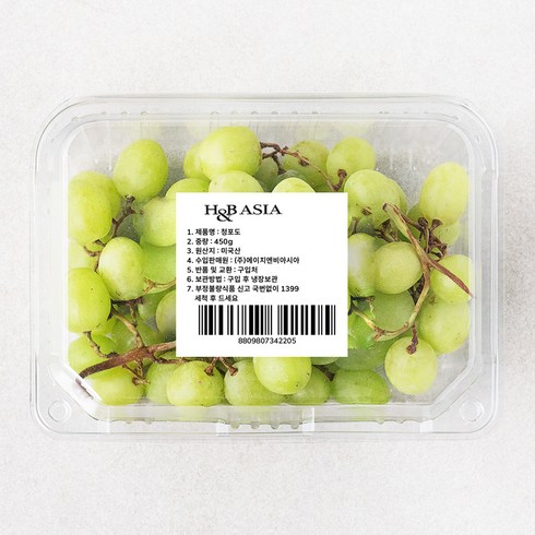 미국산 청포도, 450g, 1개