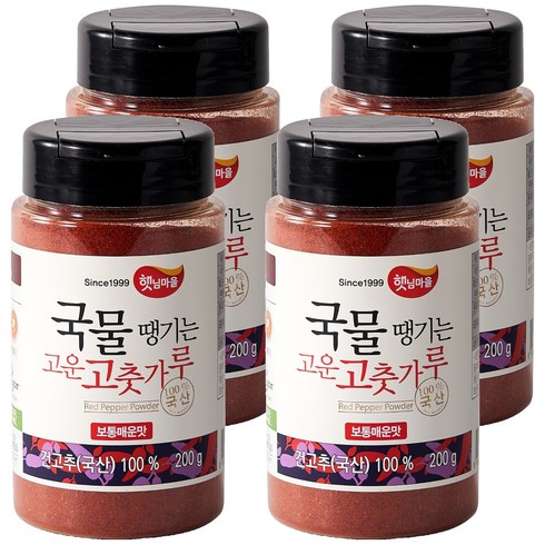 햇님마을 국물 땡기는 고운 국산 고춧가루 보통매운맛, 200g, 4개