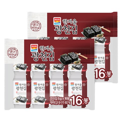 해의락 한겨울 광천김, 5g, 32개