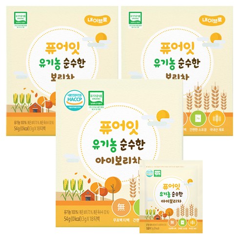 퓨어잇 유기농 순수한 아이보리차, 54g, 3개