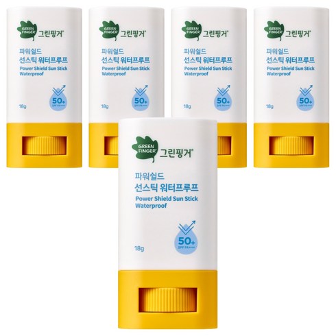 그린핑거 유아용 파워쉴드 선스틱 워터프루프 SPF50+ PA++++, 18g, 5개