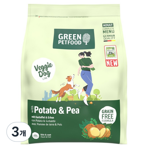 그린펫푸드 베기도그 그레인프리 독일 펫 푸드, 채소, 900g, 3개