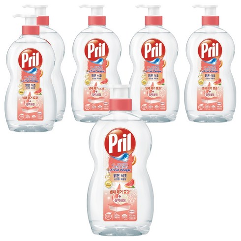 프릴 맑은 식초 주방세제 산뜻한 자몽향, 700ml, 6개