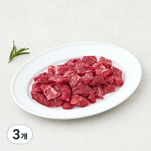 국내산 한우정육 1등급 국거리용 세절 (냉장), 150g, 3개