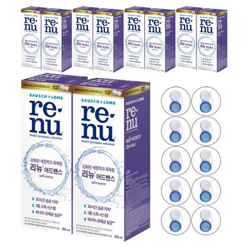 리뉴 어드벤스 렌즈 세정액+케이스, 355ml, 10개