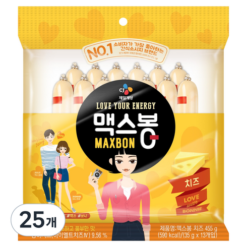 맥스봉 치즈, 455g, 25개