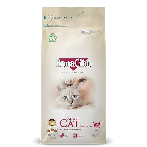 보나시보 어덜트 고양이 건식 사료, 닭, 2kg, 1개