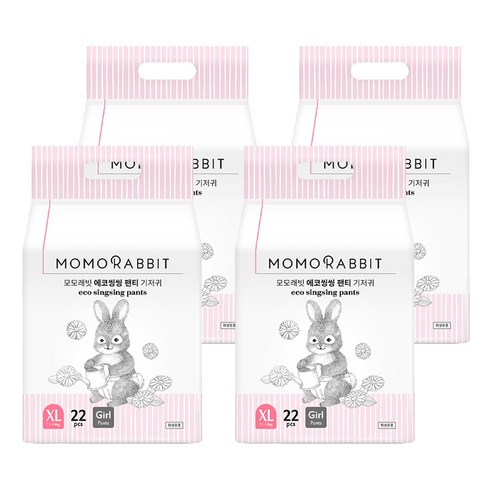 모모래빗 에코씽씽 오리지널 팬티기저귀 여아용, 특대형(XL), 88매